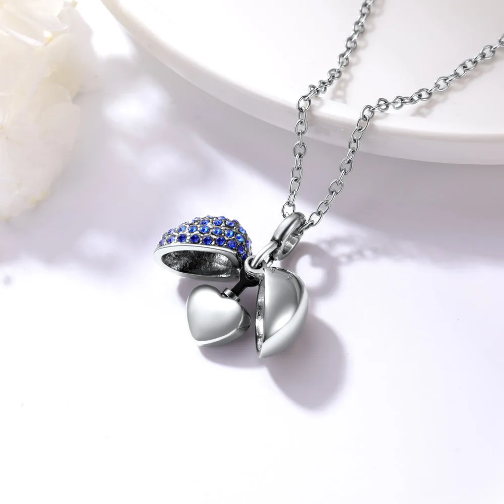 U7 Jewelry Heart Shape Birthstone Urn Memorial Necklace For Ashes