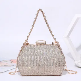 Vera Rhinestone Handbag in Gold