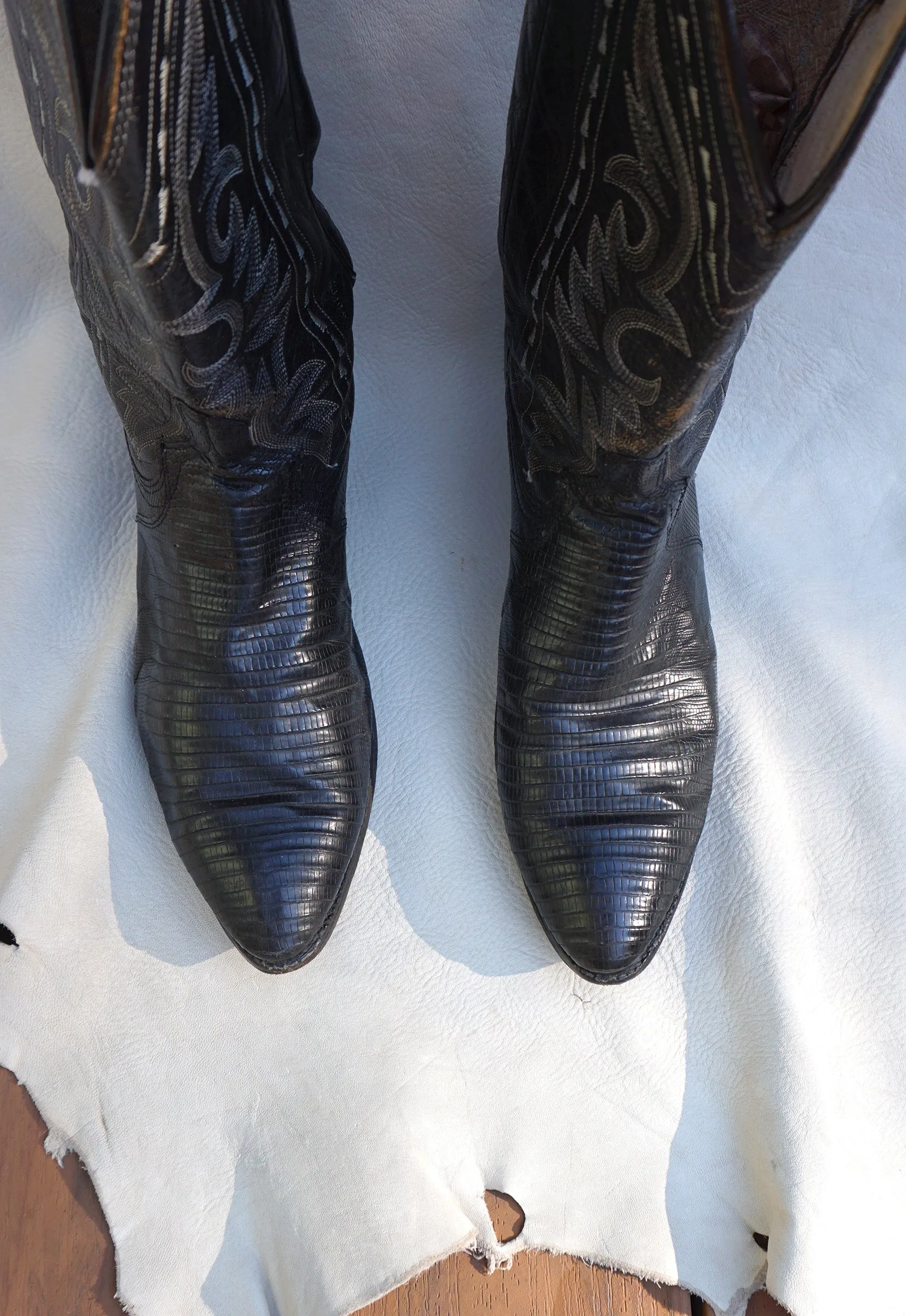 Vintage Black Dan Post Cowboy Boots Men's Size 10D