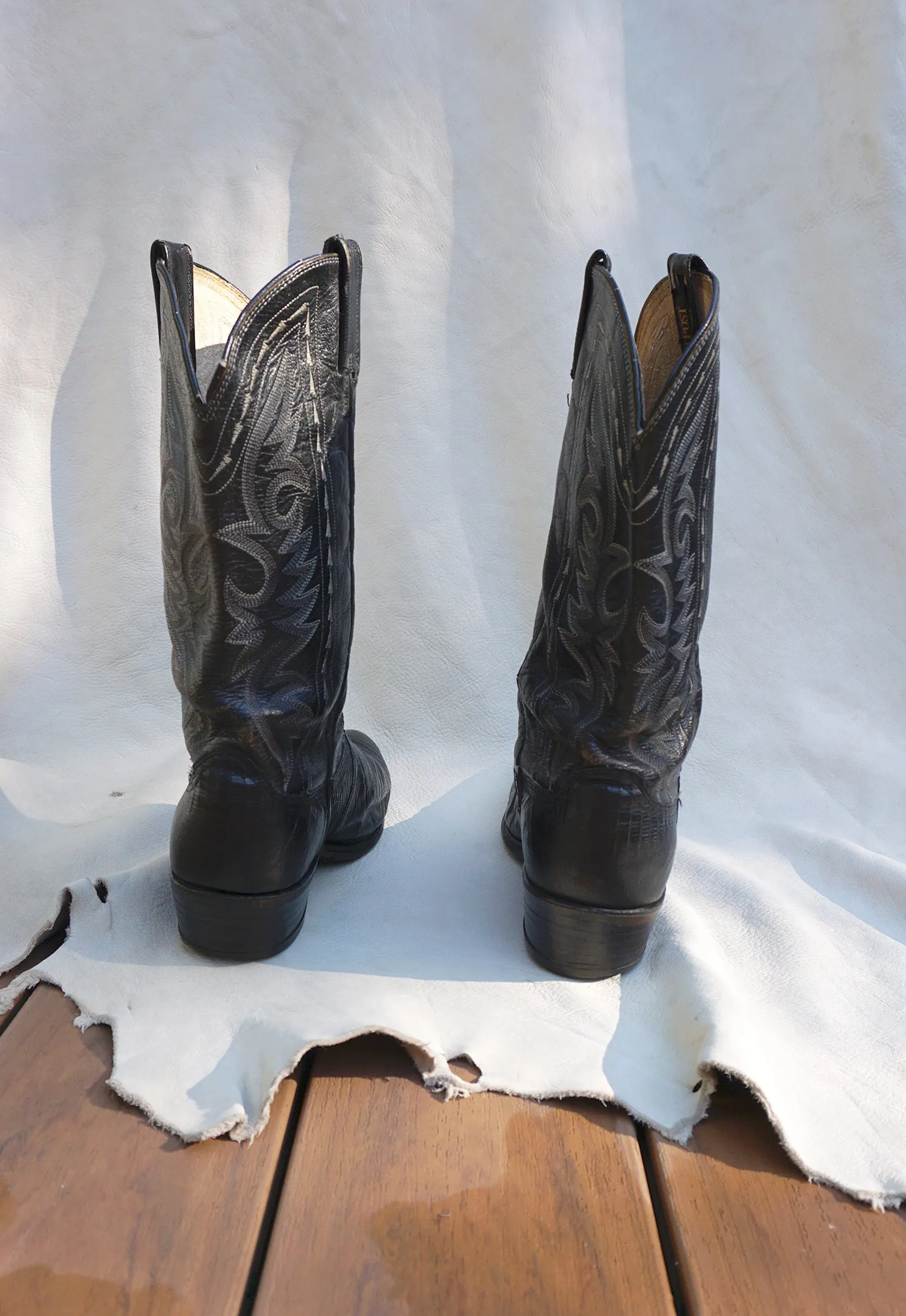 Vintage Black Dan Post Cowboy Boots Men's Size 10D