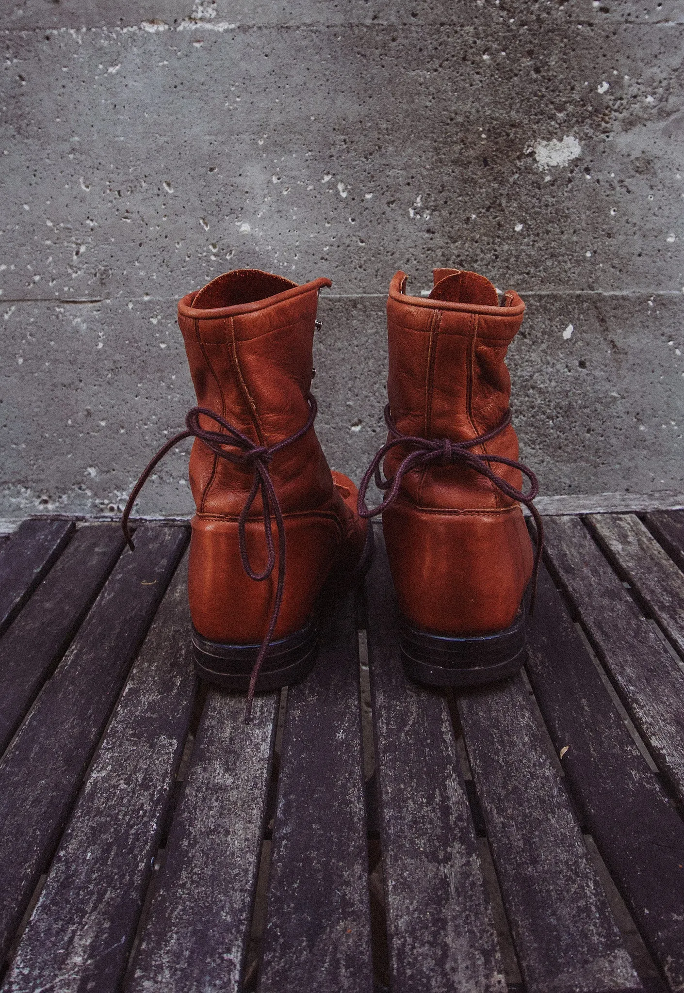 Vintage Buttery Brandy Leather Lace Up Kiltie Boots Women's Sz. 10