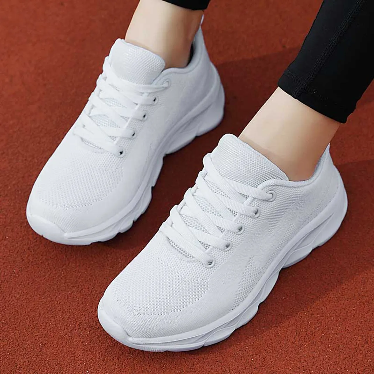 White flyknit stripe texture casual shoe sneaker 2978