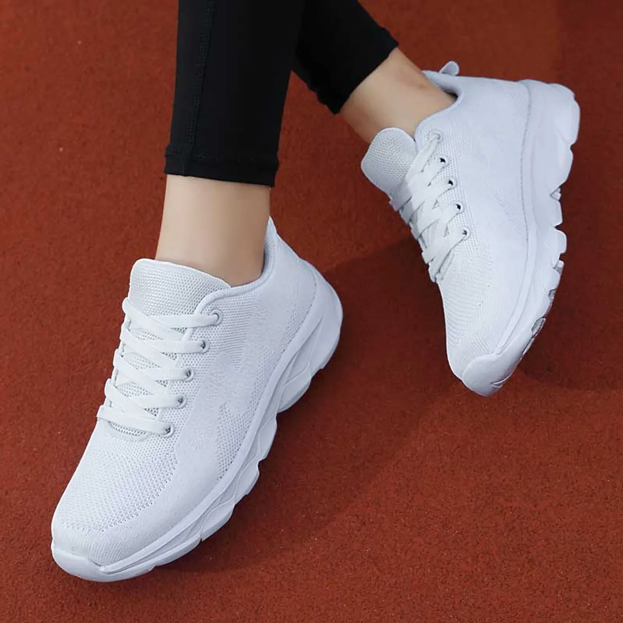 White flyknit stripe texture casual shoe sneaker 2978