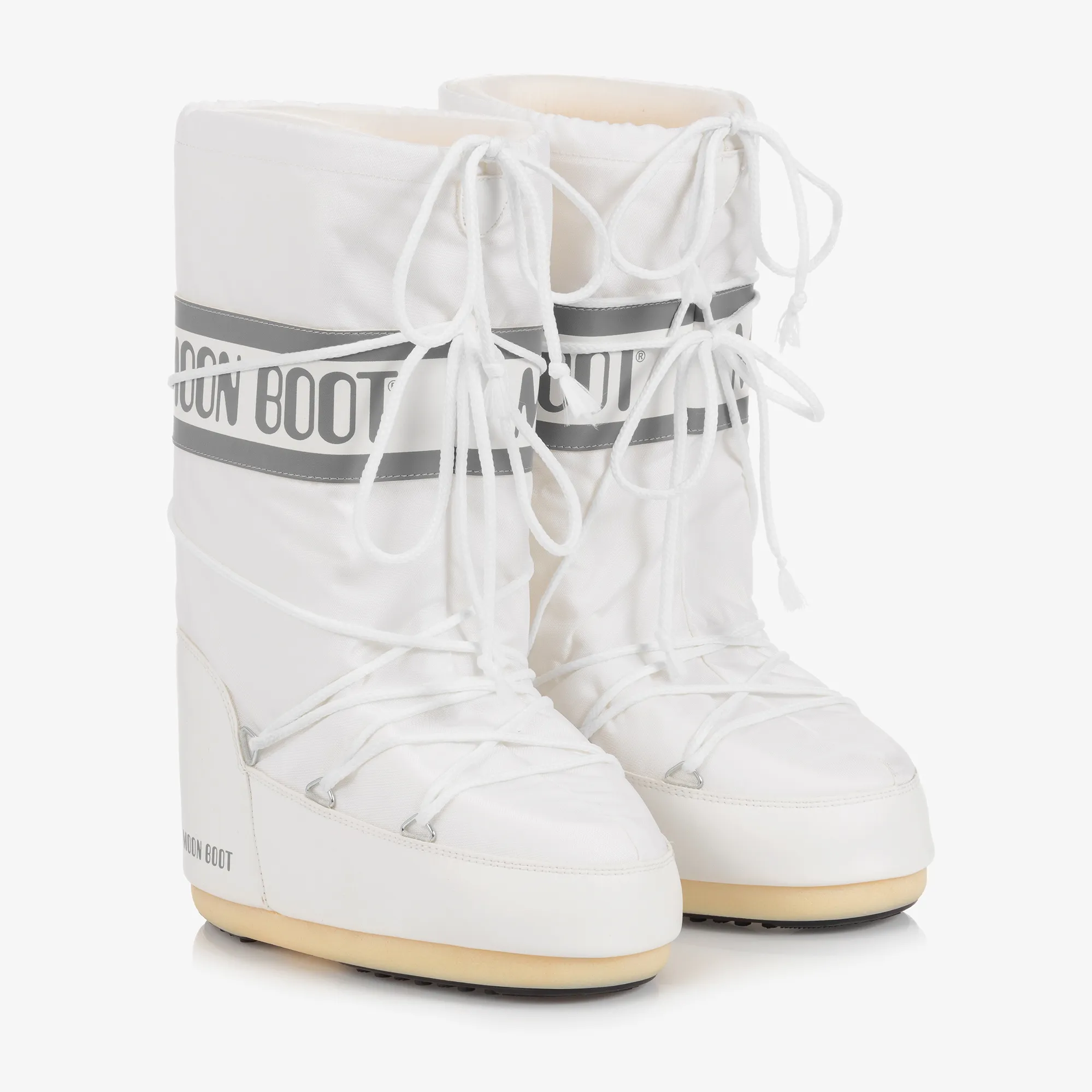 White Icon Nylon Snow Boots