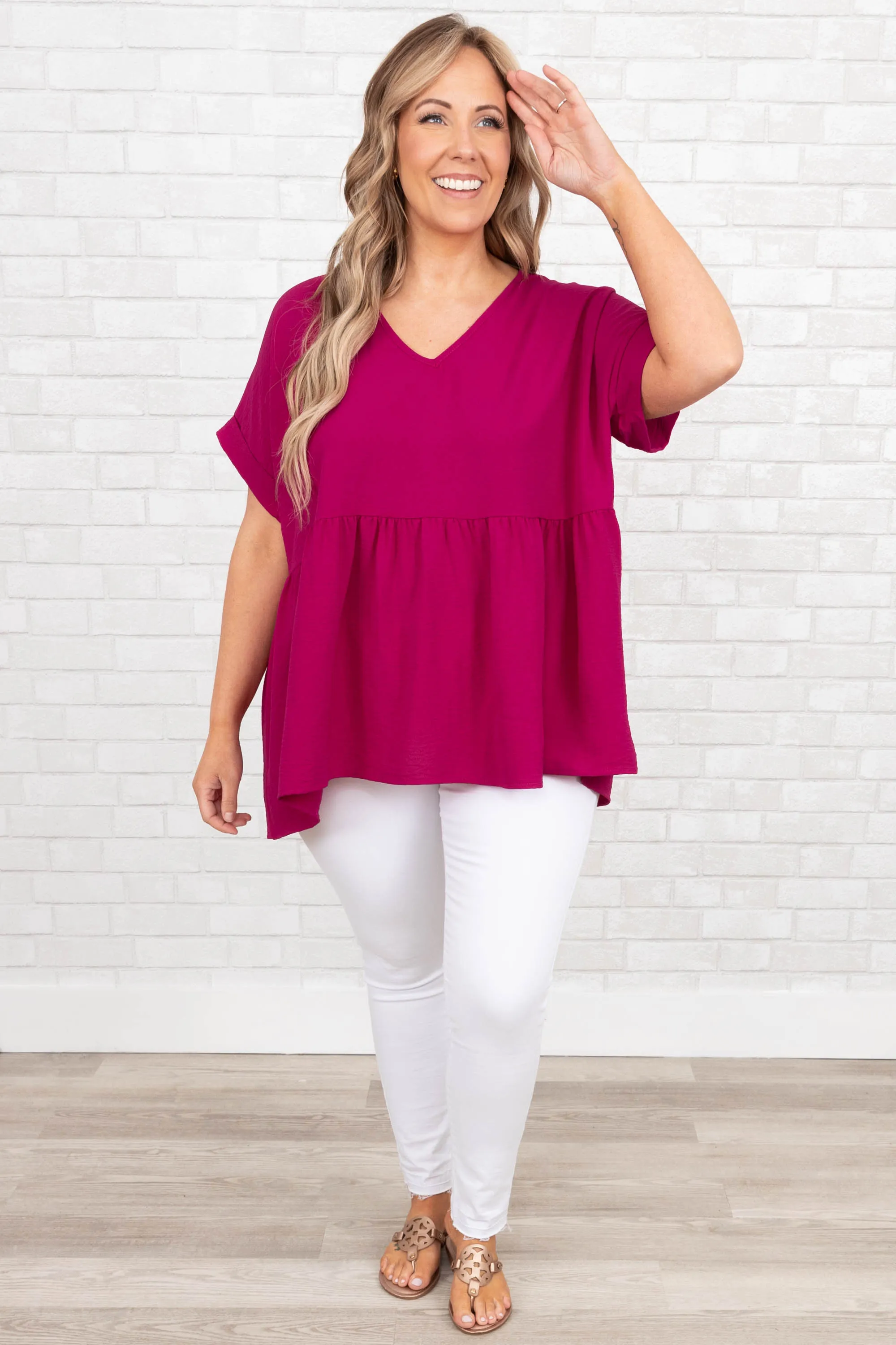 Wide Eyed Gaze Top, Magenta