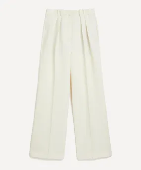 Wide Leg Double Pleated Trousers