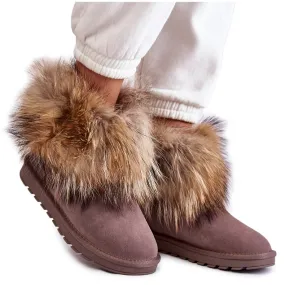 Women's Suede Snow Boots With Fur Gray Alexa beige