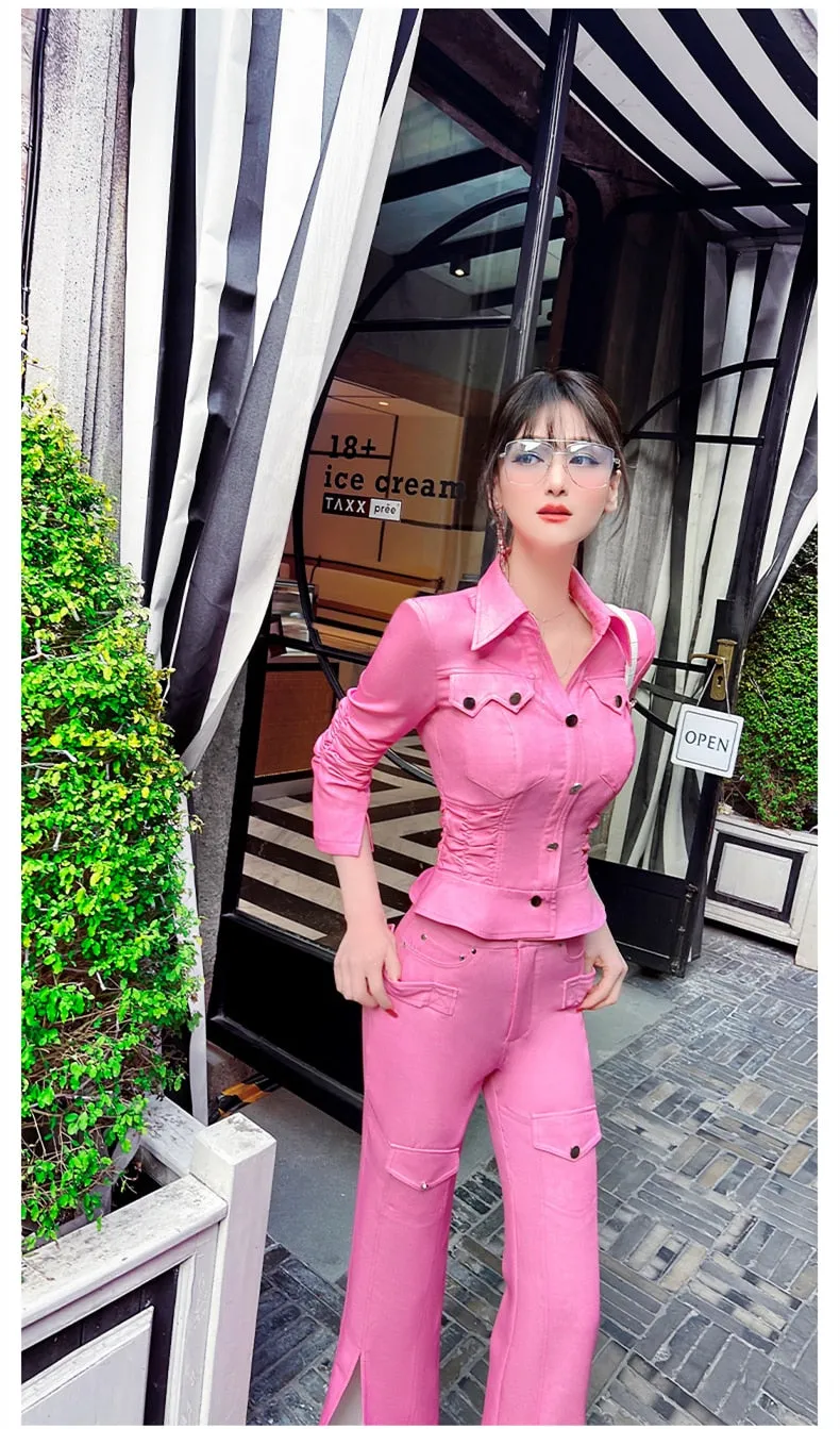 Women's Fashion Office Casual Non-Stretch Slim Fit Two Piece Suit