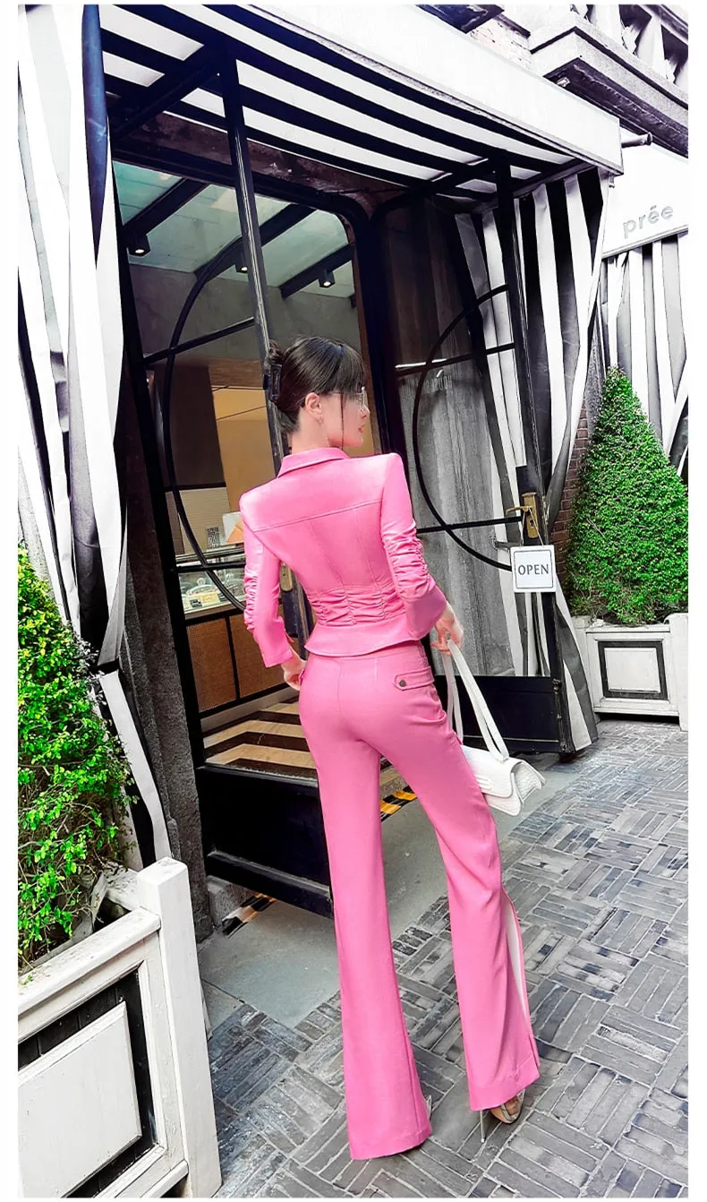 Women's Fashion Office Casual Non-Stretch Slim Fit Two Piece Suit