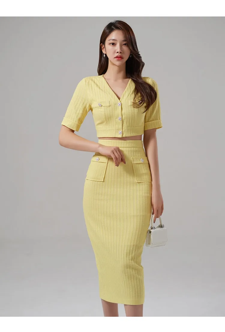 Women's Summer Casual Solid Short Sleeves Mid Calf Two Piece Suit