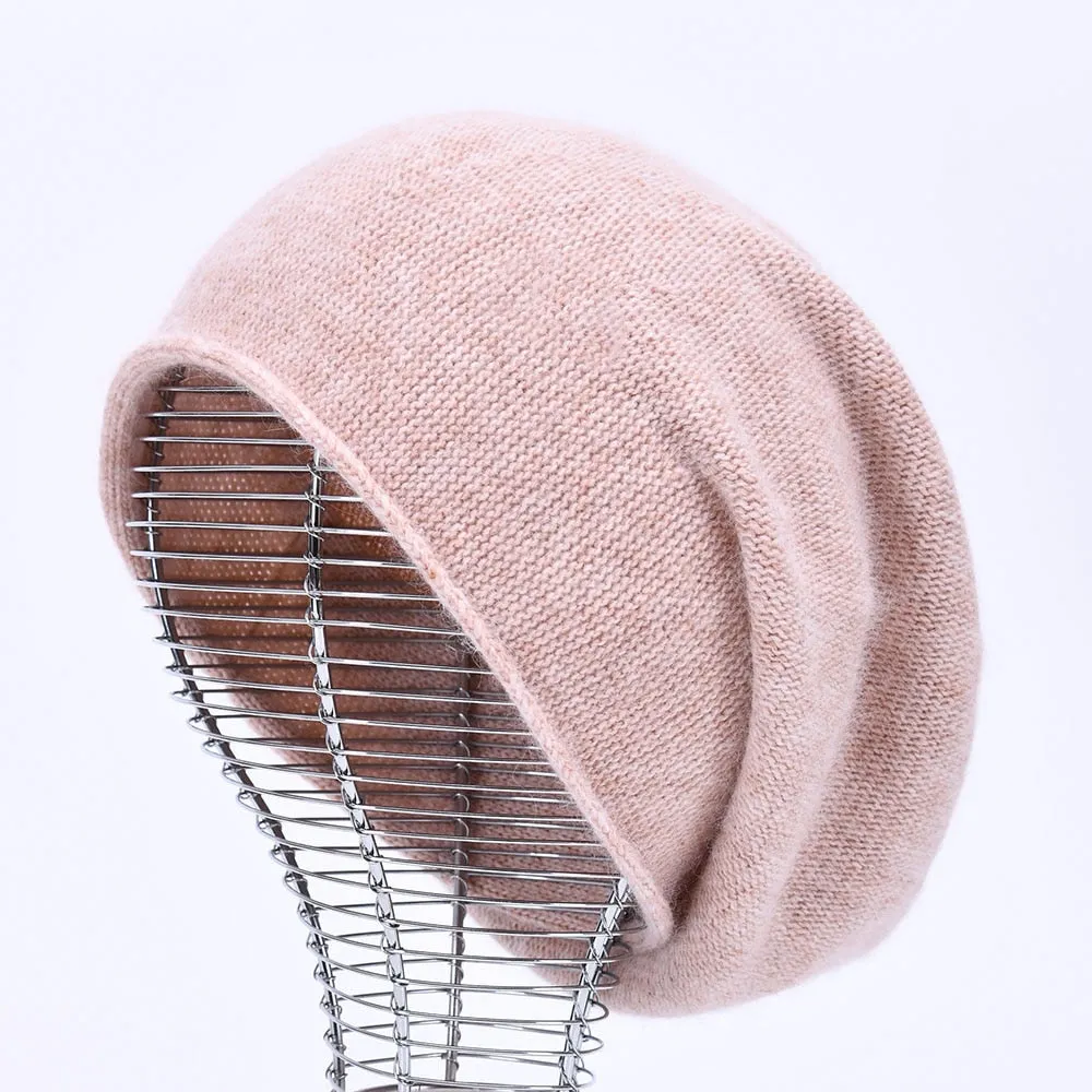 Women's Winter Fashion Cashmere Wool Knitted Warm Beanie Cap