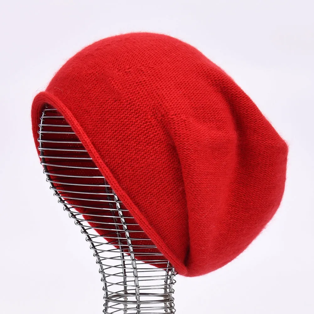 Women's Winter Fashion Cashmere Wool Knitted Warm Beanie Cap