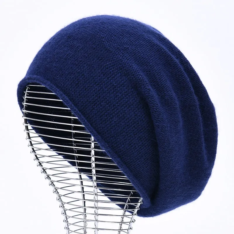 Women's Winter Fashion Cashmere Wool Knitted Warm Beanie Cap