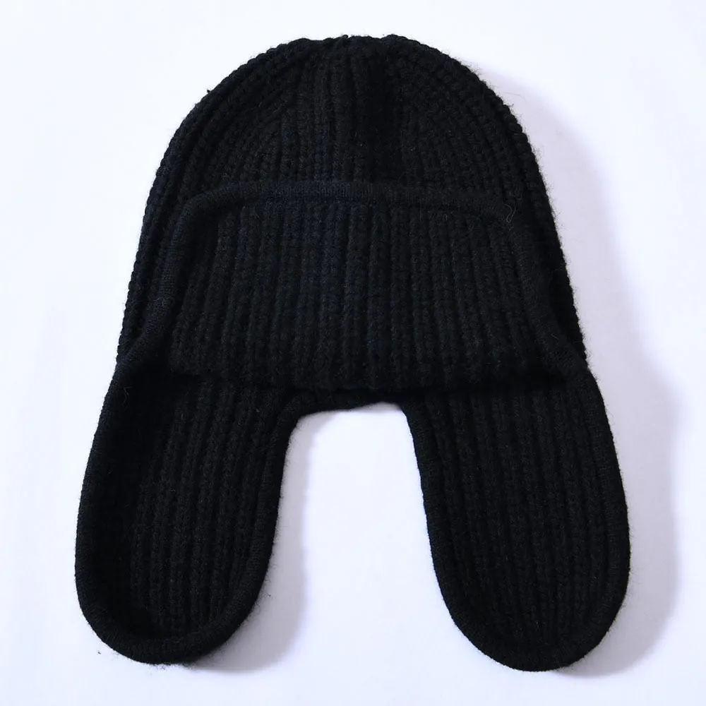 Women's Winter Solid Color Thick Cashmere Beanie Hat with Earflaps