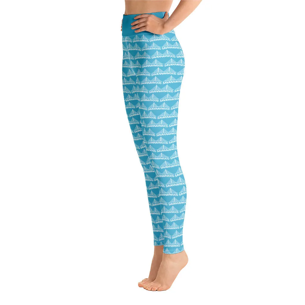 Yoga Leggings Blue And White