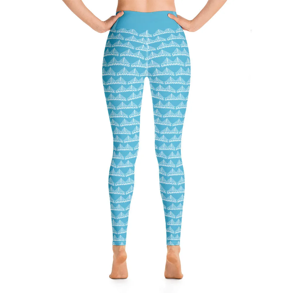 Yoga Leggings Blue And White