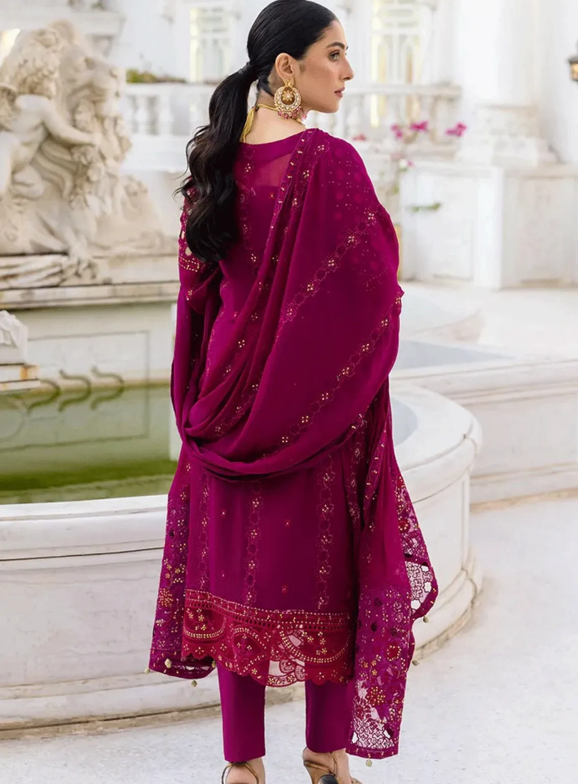 Zimal By Emaan Adeel Embroidered Chiffon Unstitched 3 Piece Suit - EA23ZF ZM-01 MUSHQ