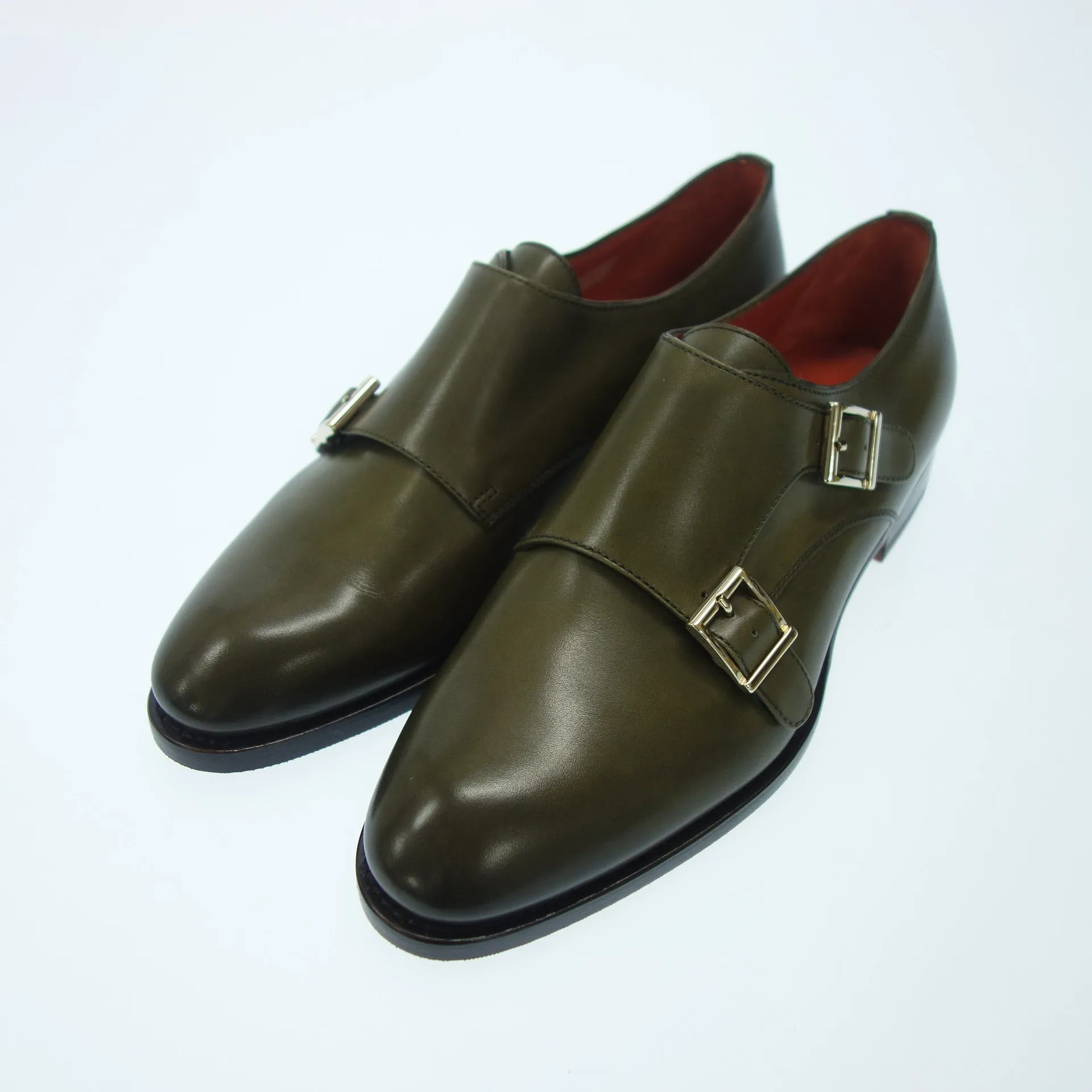 サントーニ レザーシューズ ダブルモンク 55848  レディース 36 緑 Santoni【AFC49】【中古】