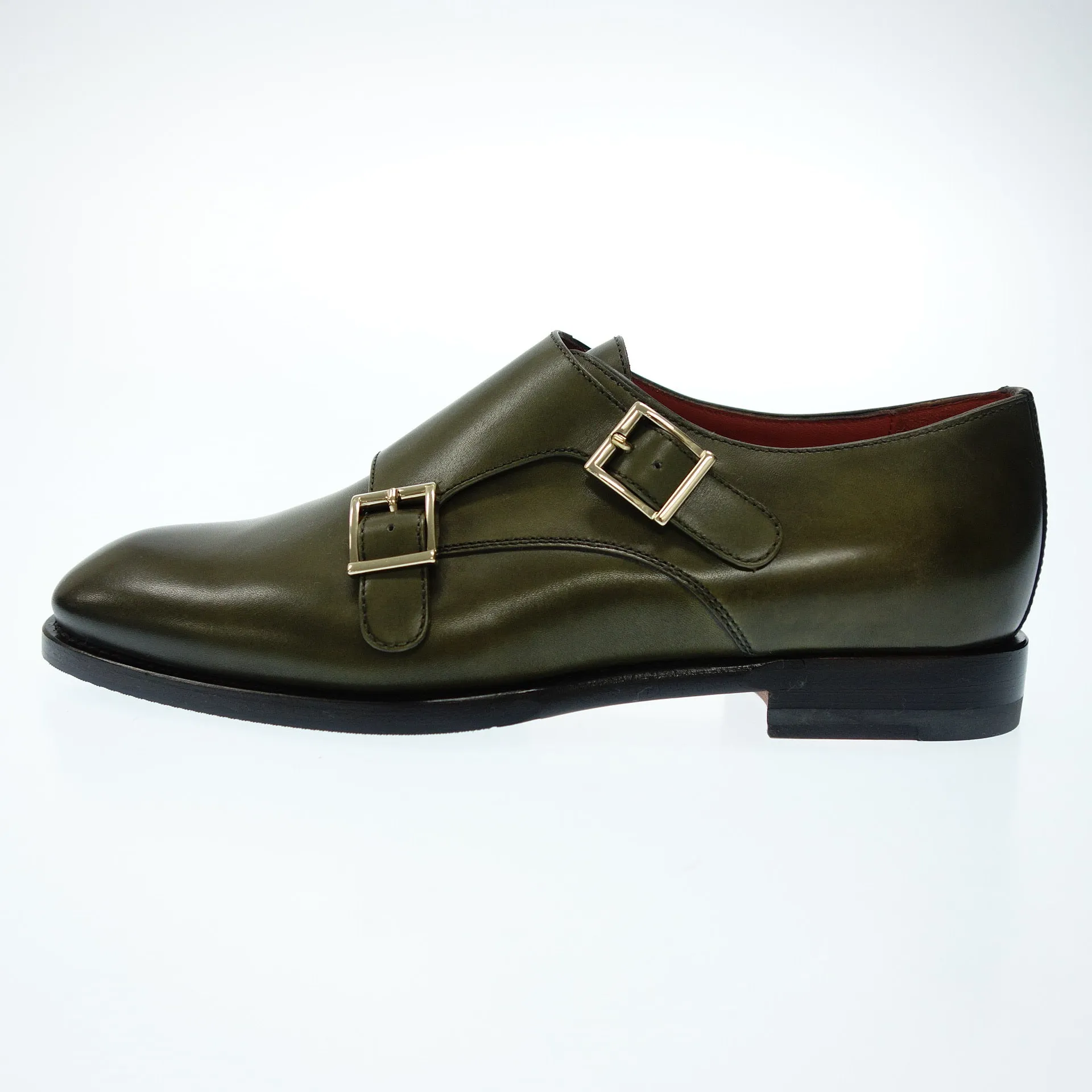 サントーニ レザーシューズ ダブルモンク 55848  レディース 36 緑 Santoni【AFC49】【中古】