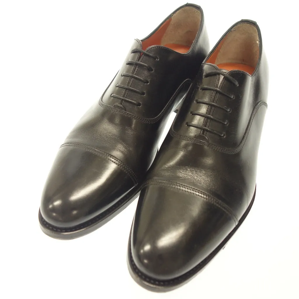 極美品◆サントーニ レザーシューズ ストレートチップ メンズ ブラック サイズ5.5 Santoni【AFC35】